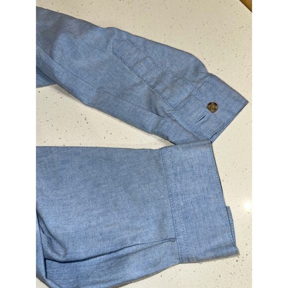 Mystic Blues Women’s Button Up Shirt Chambray Blue Fall Leaves Pinecones 20W - Picture 6 of 11